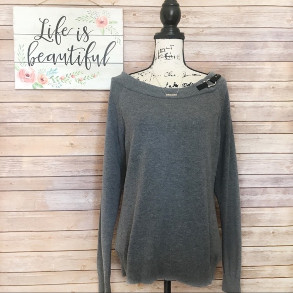 Ralph Lauren Women's Gray Scoop Neck Sweater